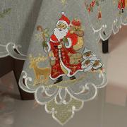 Toalha de Mesa Natal com Bordado Richelieu Quadrada 8 Lugares 220x220cm - Natal Especial Cinza - Dui Design