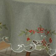 Toalha de Mesa Natal com Bordado Richelieu Redonda 175cm - Natal Especial Cinza - Dui Design