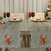 Trilho de Mesa Natal com Bordado Richelieu 45x170cm Avulso - Natal Especial Cinza - Dui Design