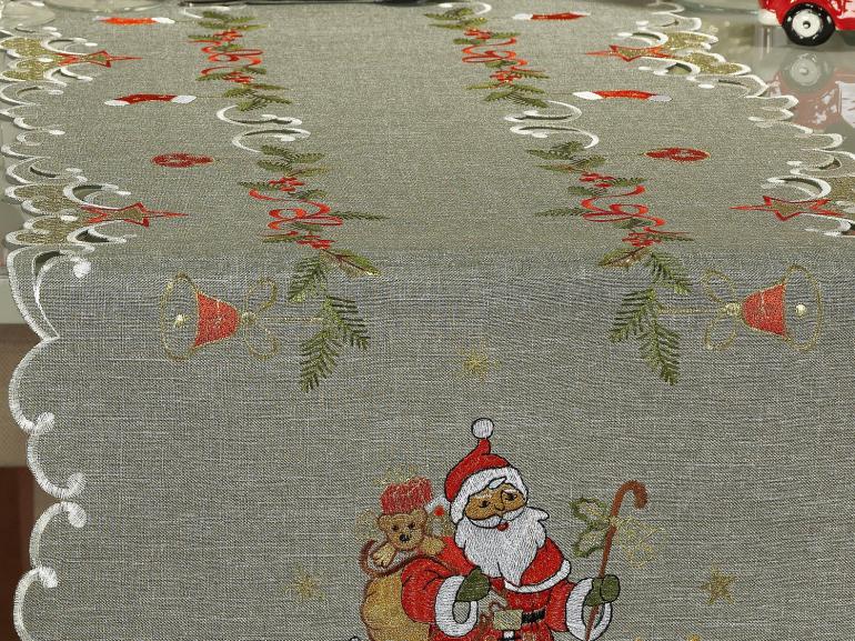 Trilho de Mesa Natal com Bordado Richelieu 45x170cm Avulso - Natal Especial Cinza - Dui Design