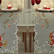 Trilho de Mesa Natal com Bordado Richelieu 45x170cm Avulso - Natal Especial Cinza - Dui Design