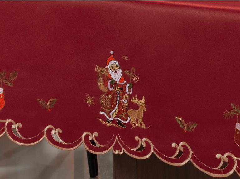 Toalha de Mesa Natal com Bordado Richelieu Quadrada 8 Lugares 220x220cm - Natal Especial Vermelho - Dui Design