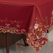 Toalha de Mesa Natal com Bordado Richelieu Retangular 8 Lugares 160x270cm - Natal Especial Vermelho - Dui Design