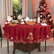 Toalha de Mesa Natal com Bordado Richelieu Redonda 175cm - Natal Especial Vermelho - Dui Design