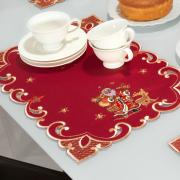 Jogo Americano Natal 4 Lugares (4 peças) com Bordado Richelieu 35x50cm - Natal Especial Vermelho - Dui Design
