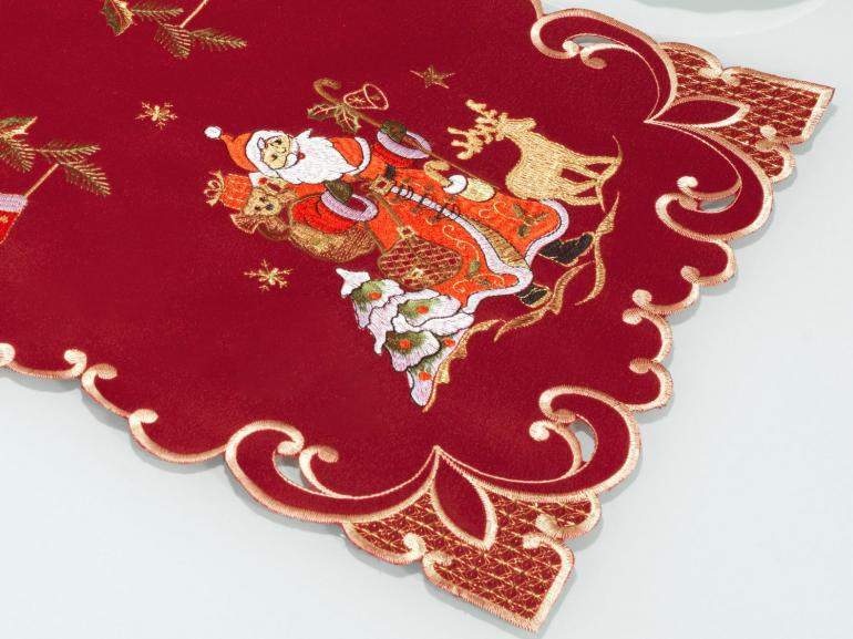 Trilho de Mesa Natal com Bordado Richelieu 40x85cm Avulso - Natal Especial Vermelho - Dui Design