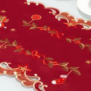 Trilho de Mesa Natal com Bordado Richelieu 40x85cm Avulso - Natal Especial Vermelho - Dui Design