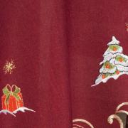 Toalha de Mesa Natal com Bordado Richelieu Redonda 180cm - Natalina Vermelho - Dui Design