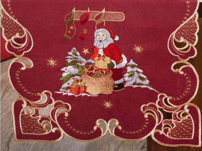 Trilho de Mesa Natal com Bordado Richelieu 45x170cm Avulso - Natalina Vermelho - Dui Design