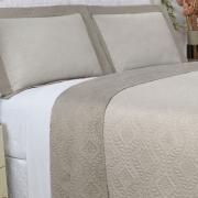 Kit: 1 Cobre-leito Queen Bouti de Microfibra Ultrasonic  + 2 Porta-travesseiros - Nature Bege - Dui Design