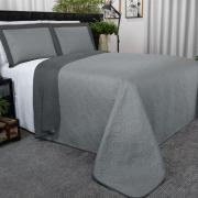 Kit: 1 Cobre-leito Queen Bouti de Microfibra Ultrasonic  + 2 Porta-travesseiros - Nature cinza - Dui Design