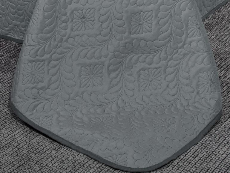 Kit: 1 Cobre-leito Queen Bouti de Microfibra Ultrasonic  + 2 Porta-travesseiros - Nature cinza - Dui Design
