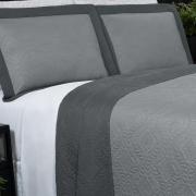 Kit: 1 Cobre-leito Queen Bouti de Microfibra Ultrasonic  + 2 Porta-travesseiros - Nature cinza - Dui Design
