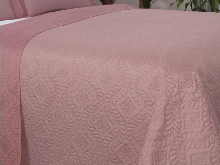 Kit: 1 Cobre-leito Queen Bouti de Microfibra Ultrasonic  + 2 Porta-travesseiros - Nature Rosa Vintage - Dui Design