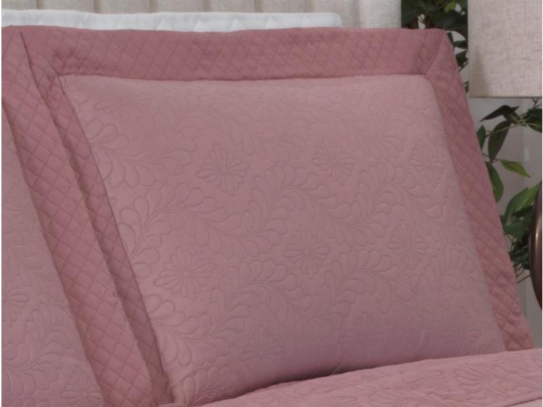 Kit: 1 Cobre-leito Queen Bouti de Microfibra Ultrasonic  + 2 Porta-travesseiros - Nature Rosa Vintage - Dui Design