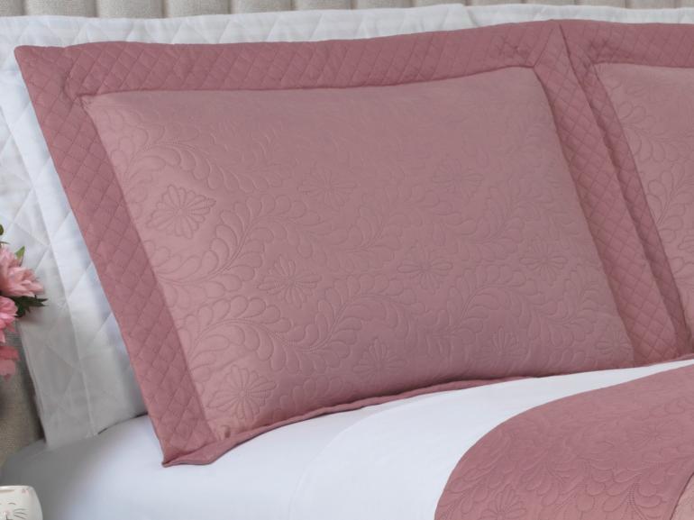 Kit: 1 Cobre-leito Queen Bouti de Microfibra Ultrasonic  + 2 Porta-travesseiros - Nature Rosa Vintage - Dui Design