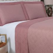 Kit: 1 Cobre-leito Queen Bouti de Microfibra Ultrasonic  + 2 Porta-travesseiros - Nature Rosa Vintage - Dui Design