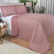 Kit: 1 Cobre-leito Casal Bouti de Microfibra Ultrasonic  + 2 Porta-travesseiros - Nature Rosa Vintage - Dui Design