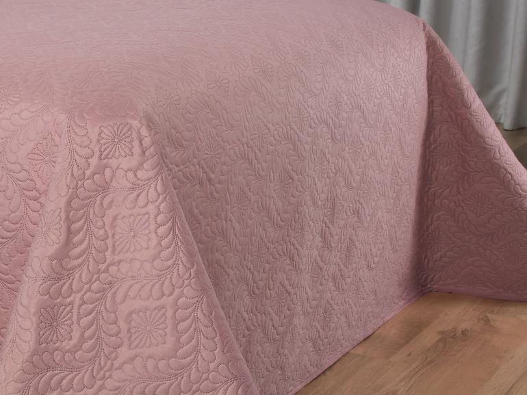 Kit: 1 Cobre-leito Casal Bouti de Microfibra Ultrasonic  + 2 Porta-travesseiros - Nature Rosa Vintage - Dui Design