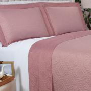 Kit: 1 Cobre-leito Casal Bouti de Microfibra Ultrasonic  + 2 Porta-travesseiros - Nature Rosa Vintage - Dui Design