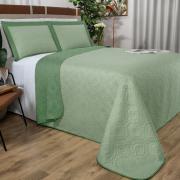 Kit: 1 Cobre-leito King Bouti de Microfibra Ultrasonic  + 2 Porta-travesseiros - Nature Verde Celadon - Dui Design