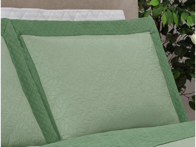 Kit: 1 Cobre-leito King Bouti de Microfibra Ultrasonic  + 2 Porta-travesseiros - Nature Verde Celadon - Dui Design
