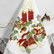 Toalha de Mesa Natal com Bordado Richelieu Quadrada 8 Lugares 220x220cm - Navidad Branco - Dui Design
