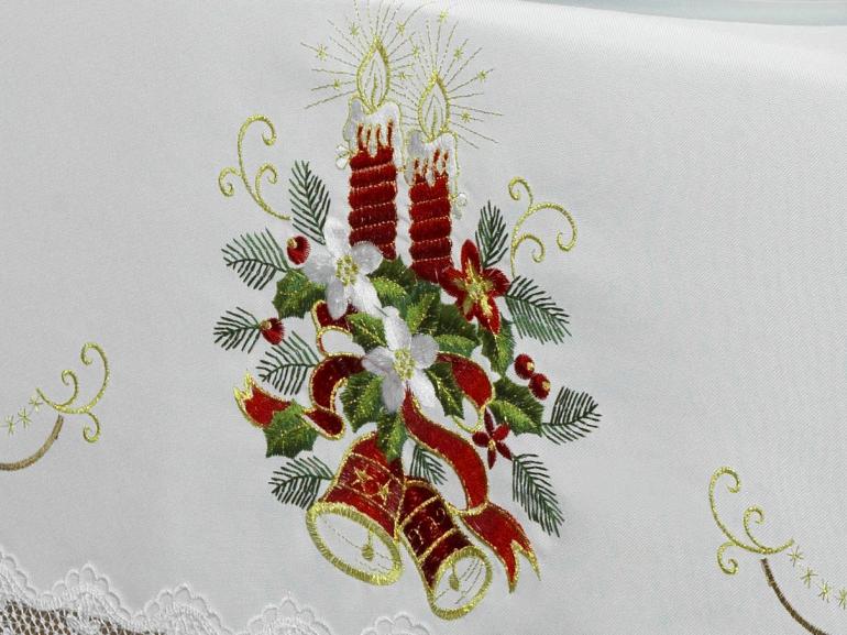 Toalha de Mesa Natal com Bordado Richelieu Retangular 8 Lugares 160x270cm - Navidad Branco - Dui Design