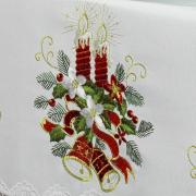 Toalha de Mesa Natal com Bordado Richelieu Retangular 8 Lugares 160x270cm - Navidad Branco - Dui Design
