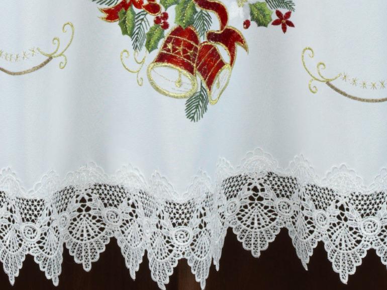 Toalha de Mesa Natal com Bordado Richelieu Redonda 180cm - Navidad Branco - Dui Design