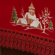 Toalha de Mesa Natal com Bordado Richelieu Retangular 6 Lugares 160x220cm - Navidad Vermelho - Dui Design