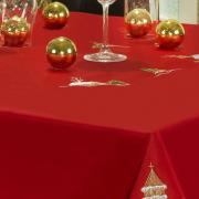 Toalha de Mesa Natal com Bordado Richelieu Retangular 6 Lugares 160x220cm - Navidad Vermelho - Dui Design