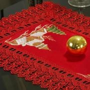 Trilho de Mesa Natal com Bordado Richelieu 40x85cm Avulso - Navidad Vermelho - Dui Design