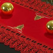 Trilho de Mesa Natal com Bordado Richelieu 40x85cm Avulso - Navidad Vermelho - Dui Design