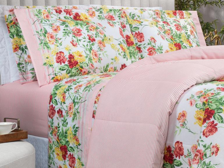 Jogo de Cama Casal 150 fios - Nice Rosa - Dui Design