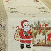 Trilho de Mesa Natal de Linho com Bordado Richelieu 45x170cm Avulso - Nicolau Bege - Dui Design