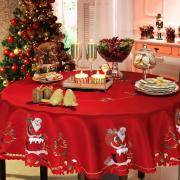 Toalha de Mesa Natal com Bordado Richelieu Redonda 180cm - Nicolau - Dui Design