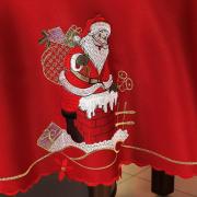 Toalha de Mesa Natal com Bordado Richelieu Redonda 180cm - Nicolau Vermelho - Dui Design