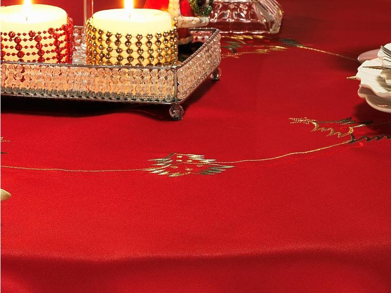 Toalha de Mesa Natal com Bordado Richelieu Redonda 180cm - Nicolau - Dui Design