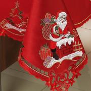 Toalha de Mesa Natal com Bordado Richelieu Retangular 8 Lugares 160x270cm - Nicolau Vermelho - Dui Design