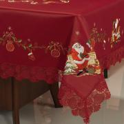 Toalha de Mesa Natal com Bordado Richelieu Quadrada 8 Lugares 220x220cm - Noel Vermelho - Dui Design