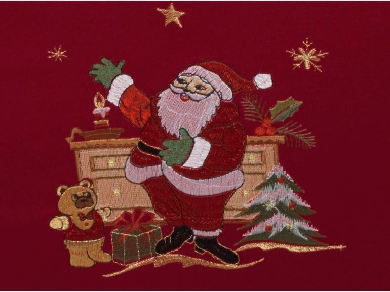 Trilho de Mesa Natal com Bordado Richelieu 45x170cm Avulso - Noel Vermelho - Dui Design