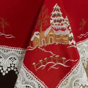 Toalha de Mesa Natal com Bordado Richelieu Quadrada 4 Lugares 160x160cm - Noeli Vermelho - Dui Design