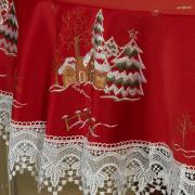 Toalha de Mesa Natal com Bordado Richelieu Redonda 180cm - Noeli Vermelho - Dui Design