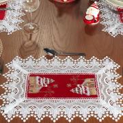 Jogo Americano Natal 4 Lugares (4 peas) com Bordado Richelieu 35x50cm - Noeli Vermelho - Dui Design