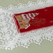 Trilho de Mesa Natal com Bordado Richelieu 40x85cm Avulso - Noeli Vermelho - Dui Design