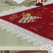 Centro de Mesa Natal Quadrado com Bordado Richelieu 85x85cm - Noeli Vermelho - Dui Design