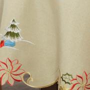 Toalha de Mesa Natal com Bordado Richelieu Redonda 180cm - Noite Feliz Bege - Dui Design