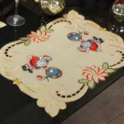 Jogo Americano Natal 4 Lugares (4 peças) com Bordado Richelieu 35x50cm - Noite Feliz Bege - Dui Design