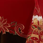 Toalha de Mesa Natal com Bordado Richelieu Retangular 6 Lugares 160x220cm - Noite Feliz Vermelho - Dui Design